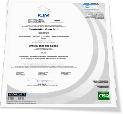 Rambaldini Gino Certificazione UNI EN ISO 9001:2008