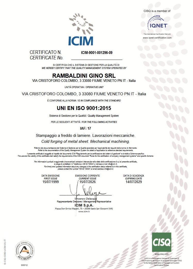 CERTIFICAZIONE ICIM UNI EN ISO 9001:2015